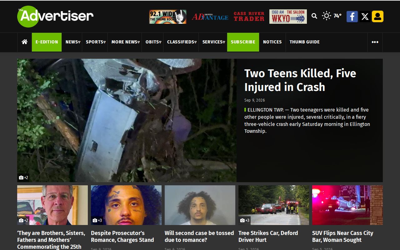 TuscolaToday local news home page captured during source review