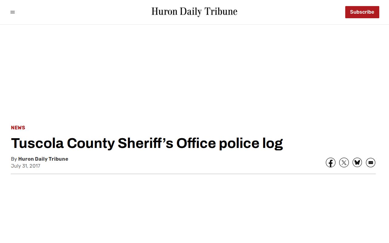 Historical Michigan's Thumb Tuscola County police log arranged by date and area