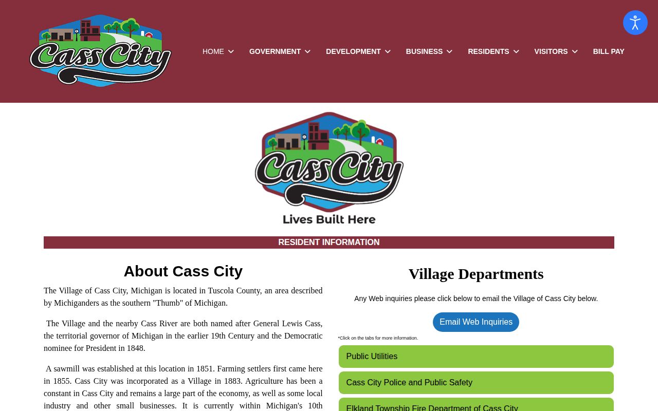 Cass City Police and Public Safety page showing department and mutual-aid information